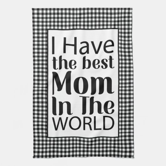 Welten Beste Mama Elegantes Schwarz-Weiß-Script Geschirrtuch (Vertikal)