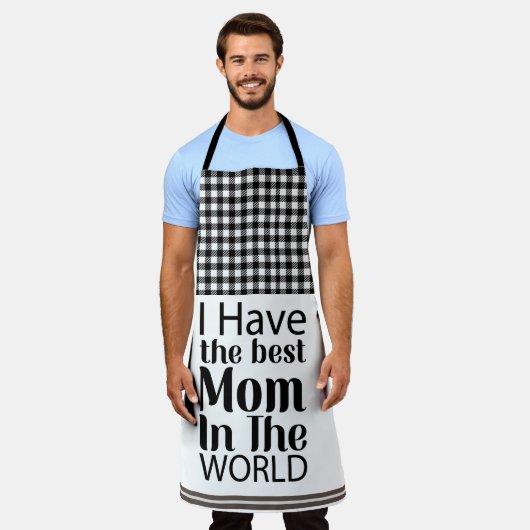Welten Beste Mama Elegantes Schwarz-Weiß-Script Schürze (Getragen)