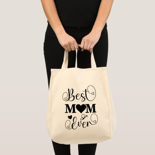 Welten Beste Mama Elegantes Schwarz-Weiß-Script Tragetasche (Vorderseite (Produkt))
