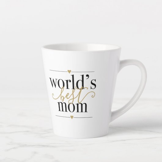 Welten Beste Mama Moderne Elegante Schwarz und Gol Milchtasse (Rechts)
