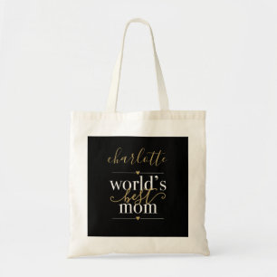 Welten beste Mama Personalisiert Black and Gold Tragetasche
