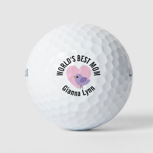 Welten Beste Mama Rosa Herz Mit Monogramm Golfball (Vorderseite)