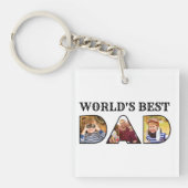 Welten besten Vater Zitat Modernes 3-Foto Collage Schlüsselanhänger (Vorderseite)