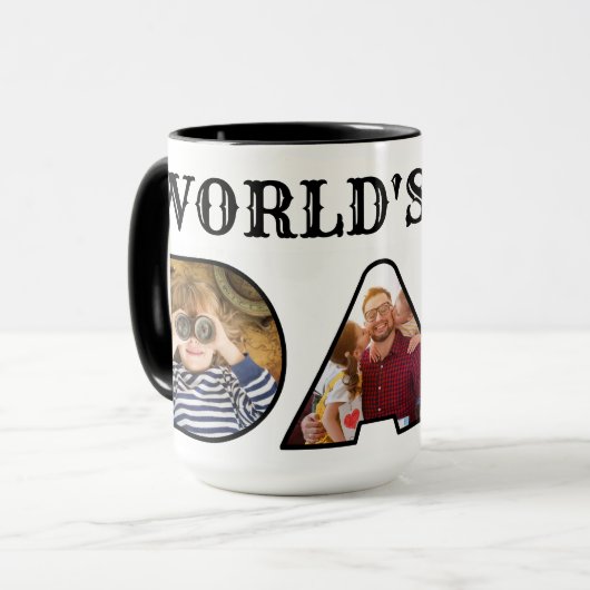 Welten besten Vater Zitat Modernes 3-Foto Collage Tasse (Vorderseite Links)
