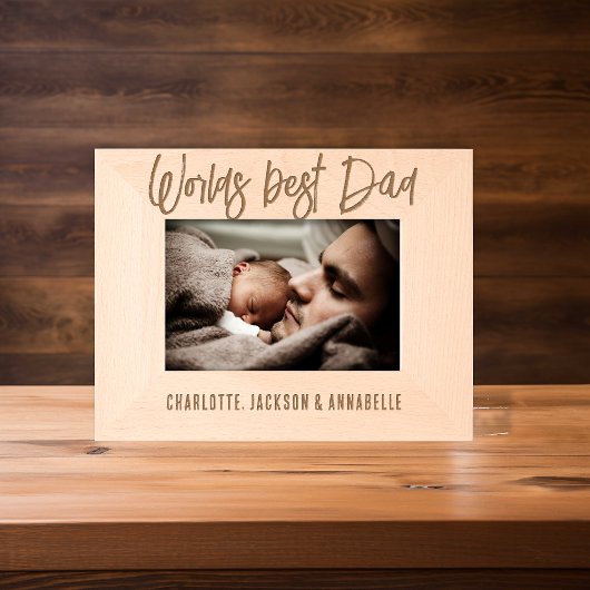 Welten Bester Vater Holz Foto Geätzte Rahmen