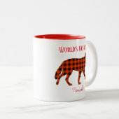 Welten Bester Vater Wolf Buffalo Kariert Zweifarbige Tasse (VorderseiteRechts)