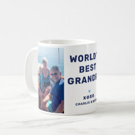 Welten Bestes Großvater Modernes Navy Blue Zwei Fo Kaffeetasse
