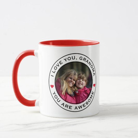 Welten Bestes Oma Foto Herz Rot Schwarz Tasse (Links)