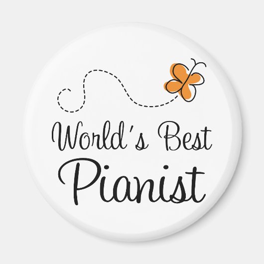Welten Bestes Pianist Orange Butterfly Magnet Gesc (Vorne)
