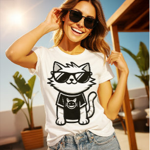 Welten Coolste Katze mit Sonnenbrille Weiß T-Shirt