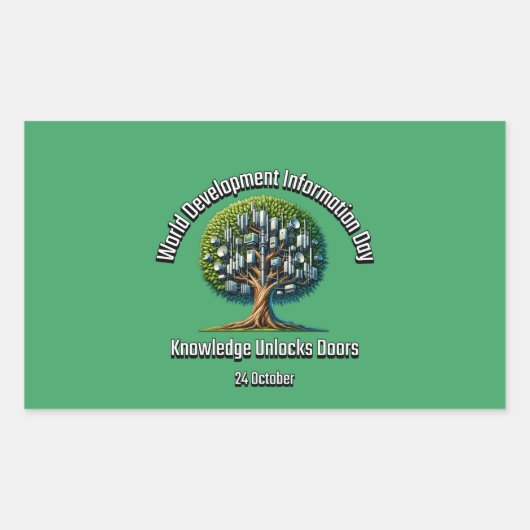 Weltentwicklungstag Oktober. Rechteckiger Aufkleber (Vorderseite)