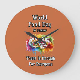 Welternährungstag. Genug für alle. Große Wanduhr