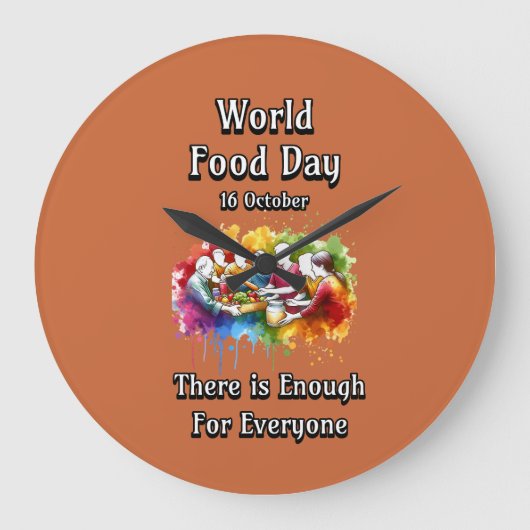 Welternährungstag. Genug für alle. Große Wanduhr (Vorderseite)