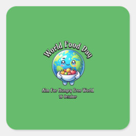 Welternährungstag. Ziel für eine hungrig freie Wel Quadratischer Aufkleber