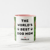 Weltet beste Hunde-Mama Rosa Zwei-Foto-Pet Lover Zweifarbige Tasse (Mittel)