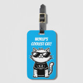 Weltet Coolste Katze mit Sonnenbrille Blue Gepäckanhänger (Vorderseite Vertikal)