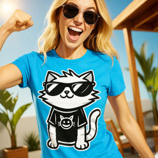Weltet Coolste Katze mit Sonnenbrille Blue T-Shirt