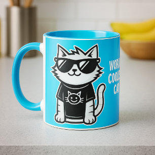 Weltet Coolste Katze mit Sonnenbrille Blue Tasse
