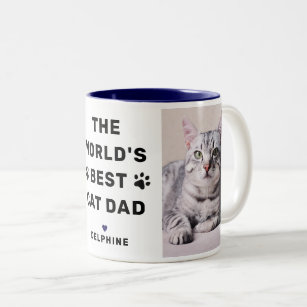 Weltet den besten Cat Vater Navy Zwei Foto Pet Lov Zweifarbige Tasse