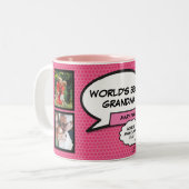 Weltet den besten Großspass Rosa Fotocollage Zweifarbige Tasse (Vorderseite Links)