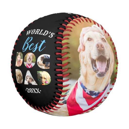 Weltet den besten Hund Vater Foto Collage Schwarz- Baseball (Schrägansicht)