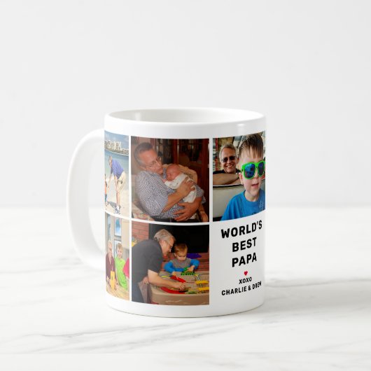 Weltet den besten Papa Modern Foto Collage Kaffeetasse (Vorderseite Links)