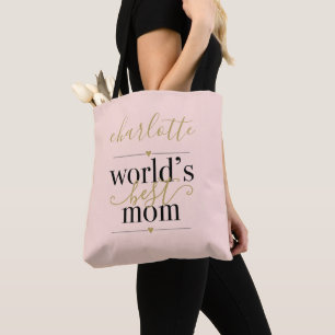 Weltet die beste Mama Personalisiert Blush Pink un Tasche
