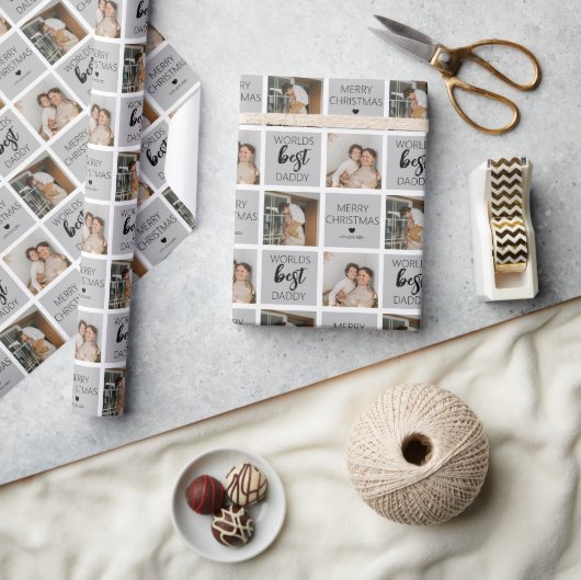 Weltet ihr Bestes Daddy 2 Foto Wrapping Paper Geschenkpapier (Kunsthandwerk)