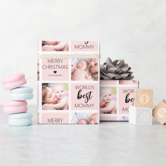 Weltet ihr Bestes Mommy 2 Foto Wrapping Paper Geschenkpapier (Babyparty)