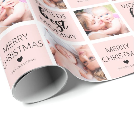 Weltet ihr Bestes Mommy 2 Foto Wrapping Paper Geschenkpapier (Rolleneckpunkt)