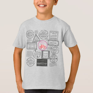 Weltfahrrad, Retro-Briefmarke T-Shirt