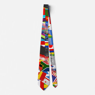 Weltflagge Globale Glitch Abstracte Collage Krawatte