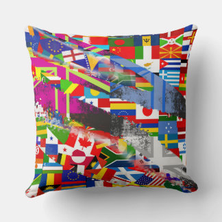 Weltflagge Globale Störung Abstracte Collage Kissen