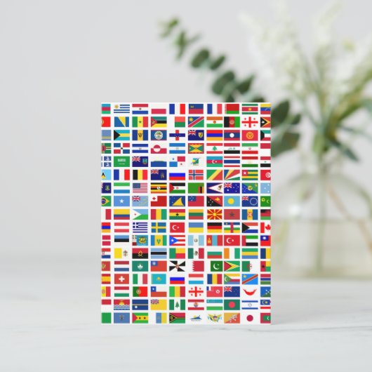 Weltflaggen gegen weiß postkarte (Stehend Vorderseite)