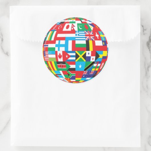 Weltflaggen, Globe Runder Aufkleber (Tasche)