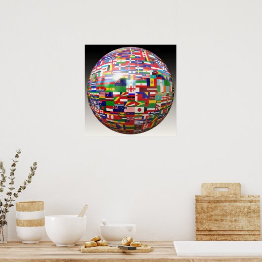 Weltflaggen in der Welt Poster (Küche)