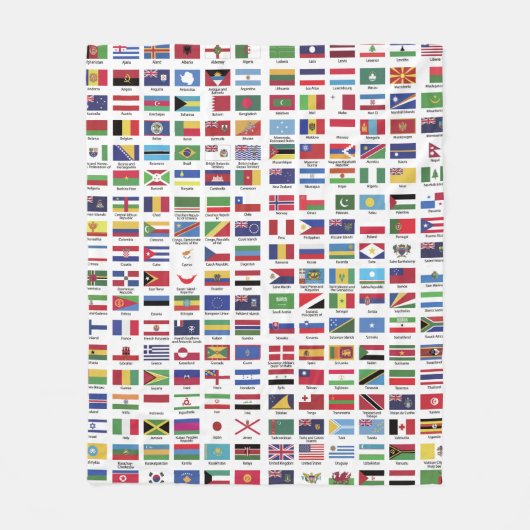 Weltflaggen mit Ländernamen Fleecedecke (Vorderseite)
