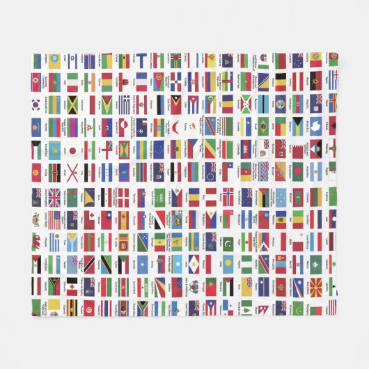 Weltflaggen mit Ländernamen Fleecedecke (Vorderseite (Horizontal))