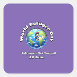 Weltflüchtlingstag. 20 Juni Quadratischer Aufkleber