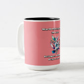 Weltflüchtlingstag. Flüchtlinge willkommen. Zweifarbige Tasse (Vorderseite Links)