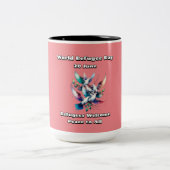 Weltflüchtlingstag. Flüchtlinge willkommen. Zweifarbige Tasse (Mittel)