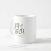 Weltfreudigkeit Kaffeetasse (Vorderseite Links)