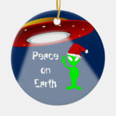 Weltfrieden Alien Funny Keramik Ornament (Vorne)