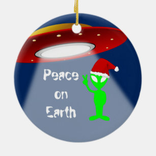 Weltfrieden-alien lustig keramik ornament
