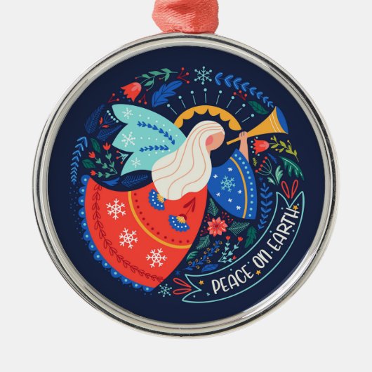 Weltfrieden Angel Design Ornament Aus Metall (Vorne)