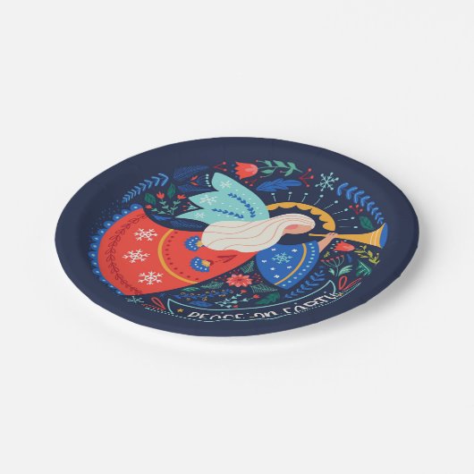 Weltfrieden Angel Design Pappteller (Schrägansicht)