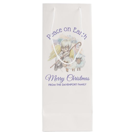 Weltfrieden Angel Shepherd mit Lämmern Geschenktüte Für Weinflaschen (Rückseite)