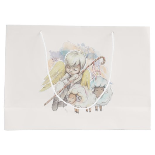 Weltfrieden Angel Shepherd mit Lämmern Große Geschenktüte (Rückseite)