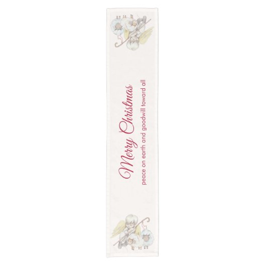 Weltfrieden Angel Shepherd mit Lämmern Kurzer Tischläufer (Vorderseite)