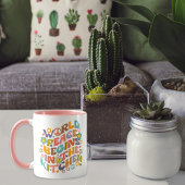 Weltfrieden beginnt in der Küche, Blume Retro Tasse